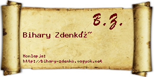 Bihary Zdenkó névjegykártya